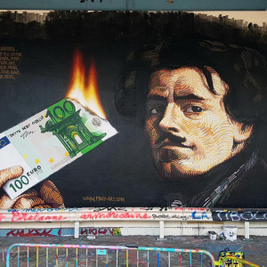 Anti-Euro Bitcoin Art Pops Up in Paris Amid Protests
