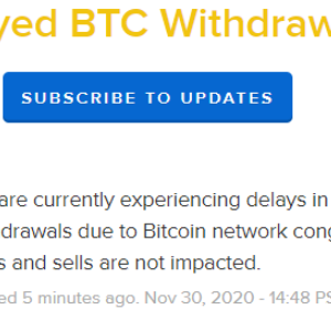 Coinbase Reports Delays in Processing Bitcoin Withdrawals Due to Network Congestion