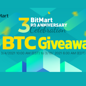 BitMart Celebrating 3rd Anniversary with Crypto Promotion Events: 5 BTC Giveaway