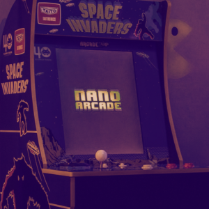 Pay Cryptocurrency to Play Retro Space Invaders Game in UK Bar